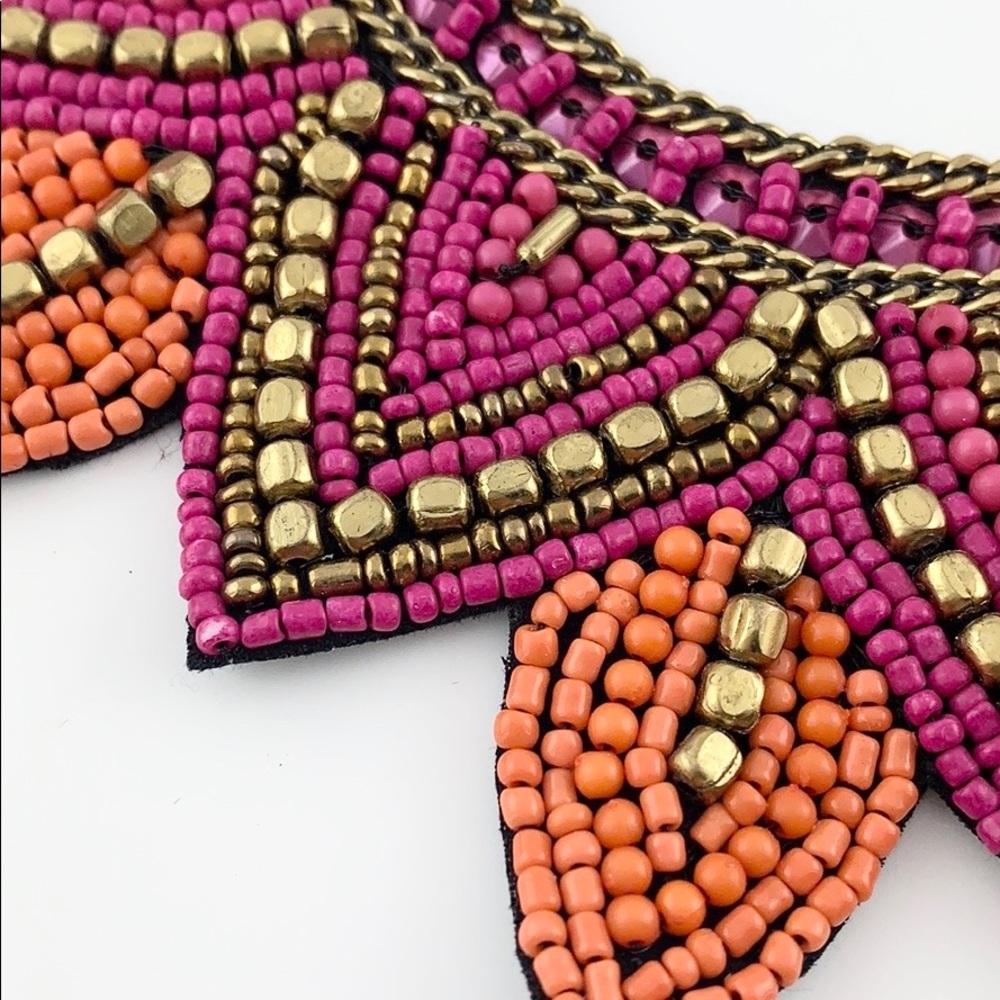 CHARMING CHARLIE | 💗Pink Orange Gold Boho Beaded Moroccan Style Necklace - Picture 5 of 6